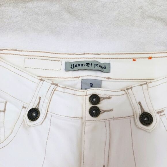 Y2K Capris Women's Sz 3 Ivory Cross Stitch Hand Enbroidered Floral Boho Festival - Picture 14 of 16